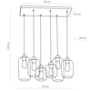 Lampa wisząca Szklana  6 x E27 grafit lustrzany